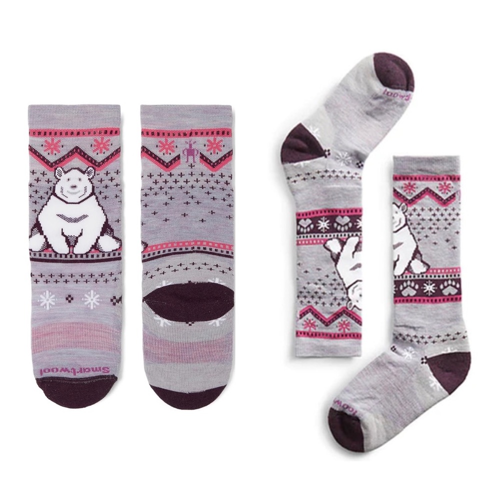 Smartwool Kids Wintersport Full Cushion Polar Bear Over The Calf Socks 2 Pairs